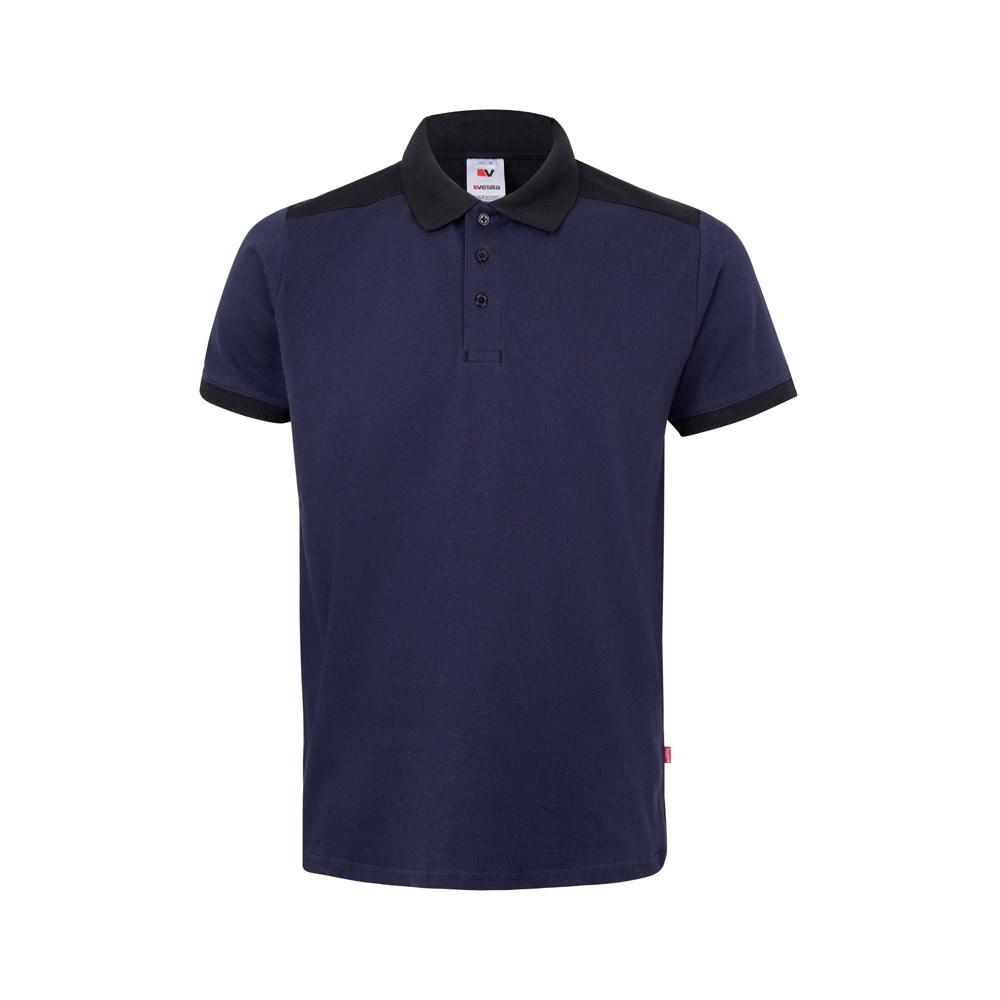 VL VELES. Tricou polo piqué stretch bicolor (200 g/m²), cu mâneci scurte, din poliester (96%) și elastan (4%) Albastru XXL