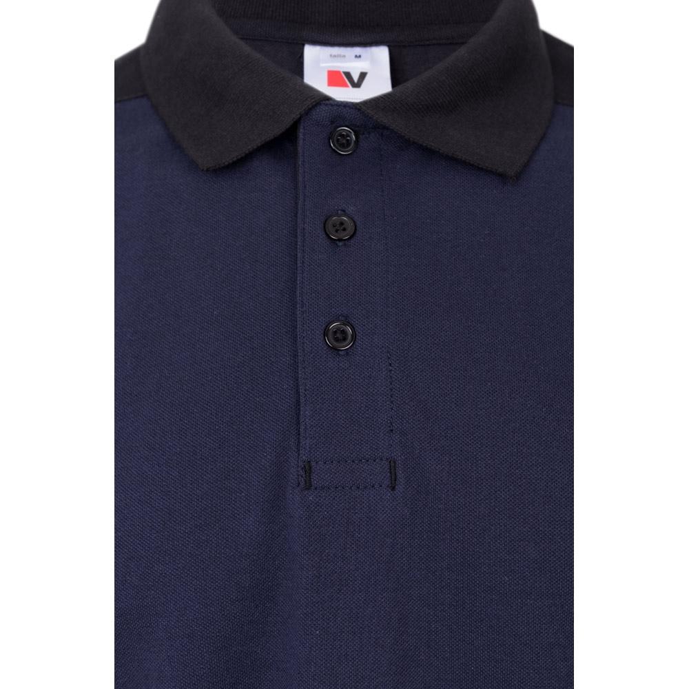 VL VELES. Tricou polo piqué stretch bicolor (200 g/m²), cu mâneci scurte, din poliester (96%) și elastan (4%) Albastru XXL