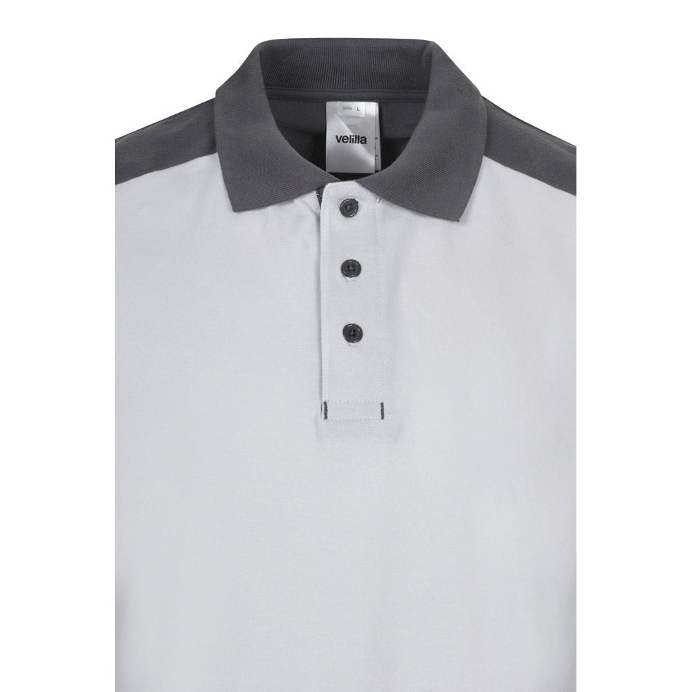 VL VELES. Tricou polo piqué stretch bicolor (200 g/m²), cu mâneci scurte, din poliester (96%) și elastan (4%) Alb XXL