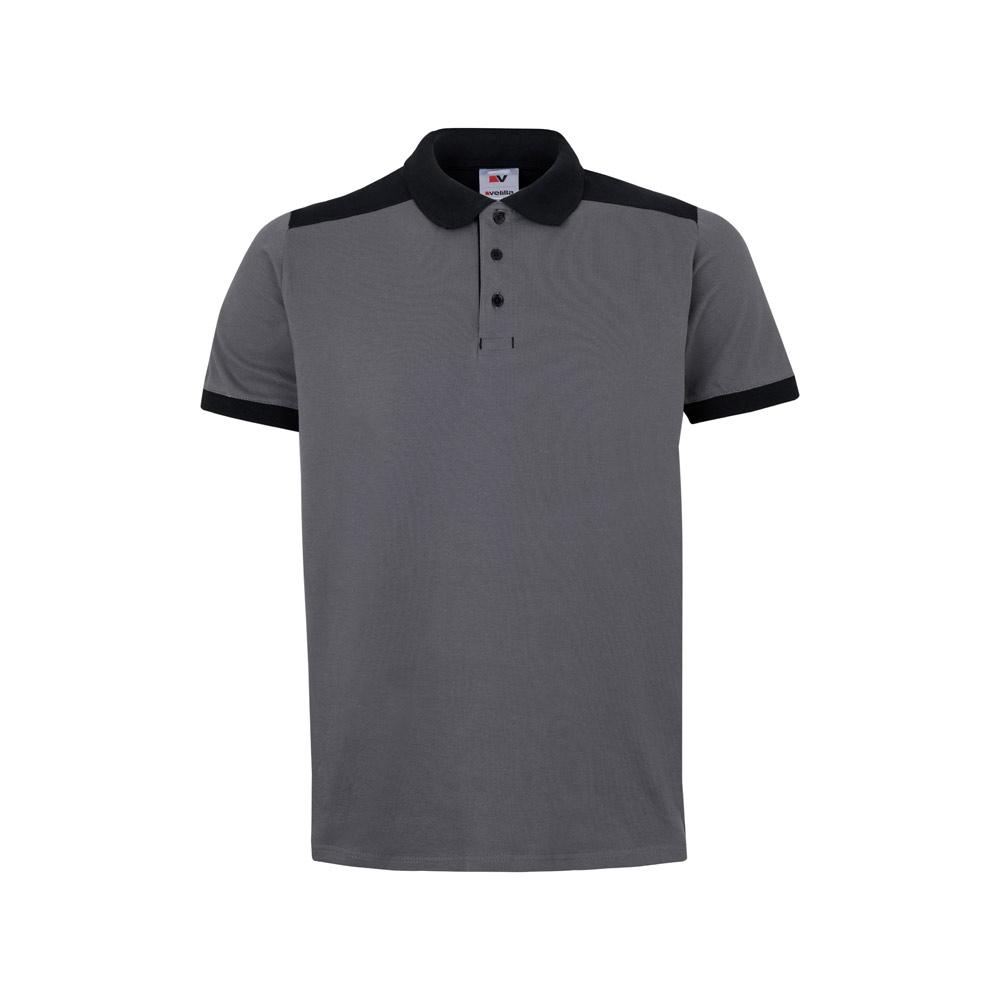 VL VELES. Tricou polo piqué stretch bicolor (200 g/m²), cu mâneci scurte, din poliester (96%) și elastan (4%) Gri