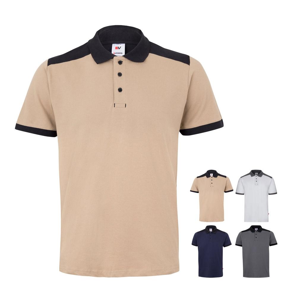 VL VELES. Tricou polo piqué stretch bicolor (200 g/m²), cu mâneci scurte, din poliester (96%) și elastan (4%) Gri XS