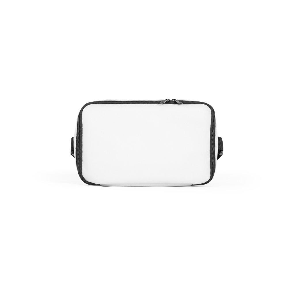 CANCUN. Geantă termică din poliester reciclat 600D cu curea reglabilă Alb