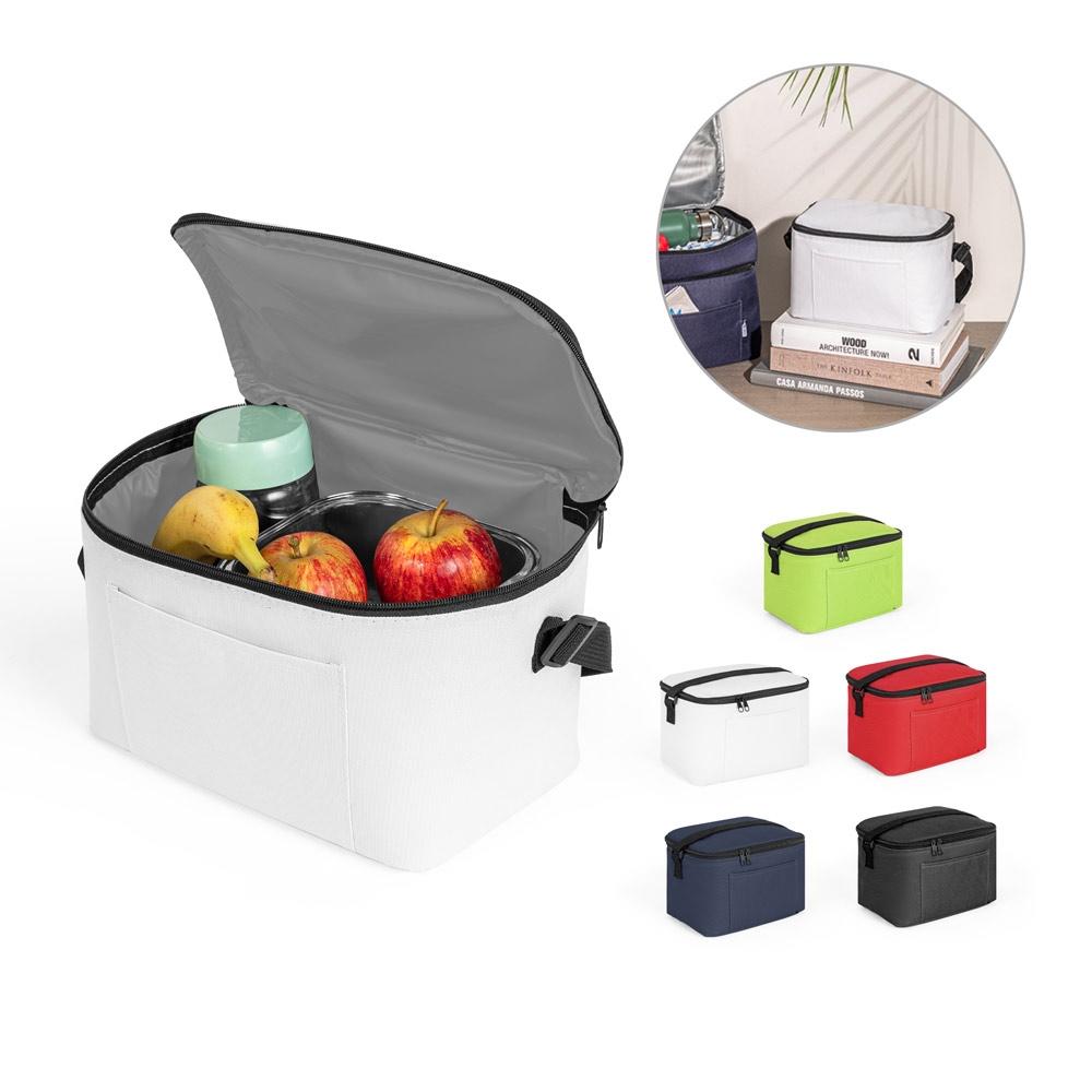 CANCUN. Geantă termică din poliester reciclat 600D cu curea reglabilă Albastru