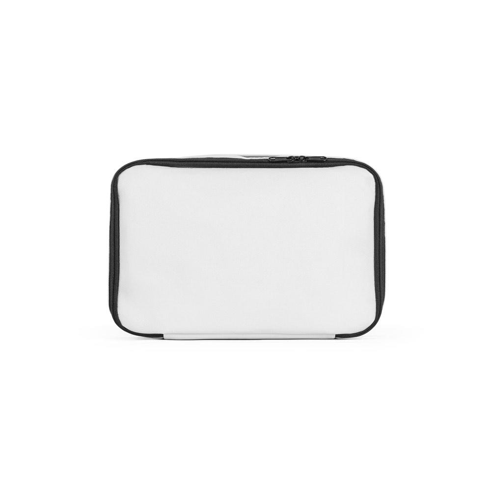 CANCUN LARGE. Geantă termică din poliester 600D, reciclat, cu curea reglabilă Alb