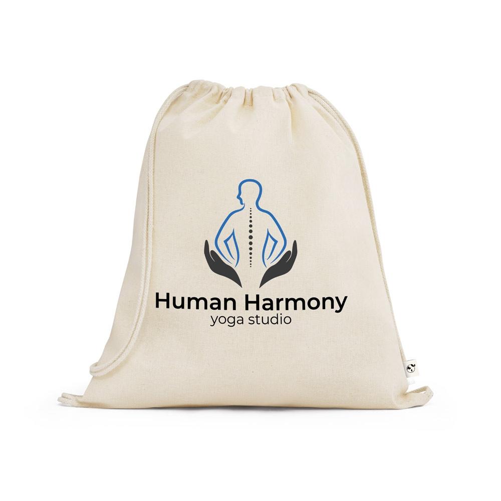 BELIZE. Sacoșă rucsac 100% bumbac organic (140 g/m²) Natural deschis