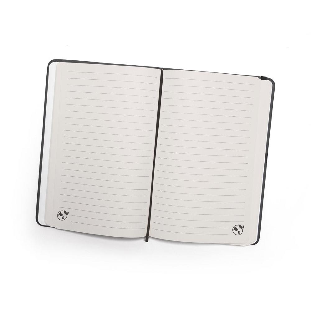 CAMPUS. Caiet A5 cu copertă tare din PU (35% reciclat) cu pagini liniate 100% reciclată Negru