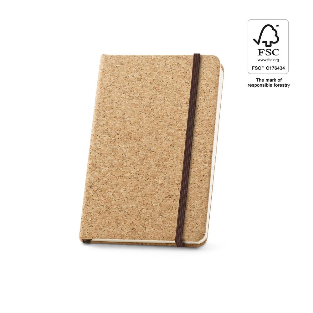 HAWKINS. Caiet de buzunar din plută cu pagini simple, din material certificat FSC™ și alte materiale controlate Natural