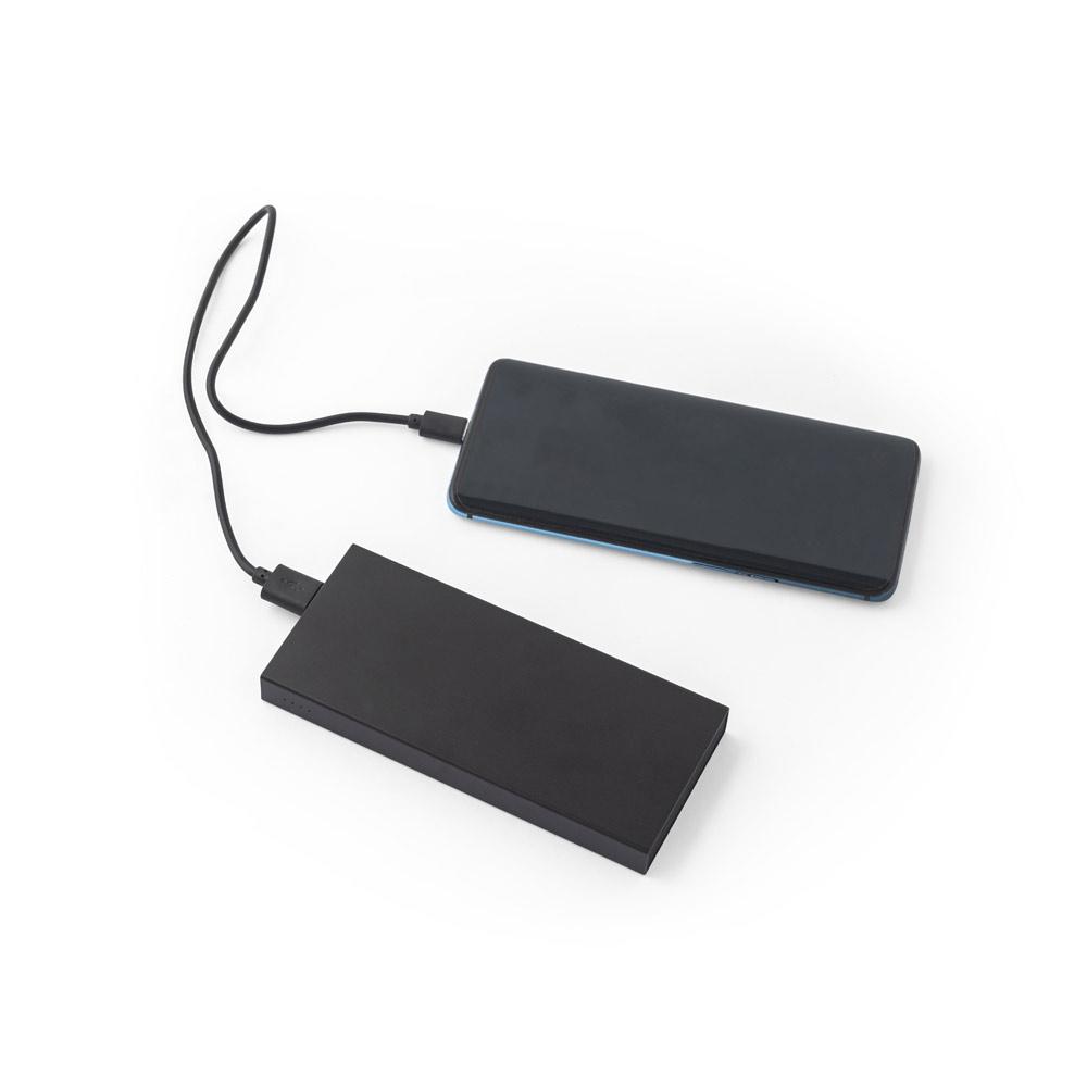 DOROTHY 5. Power bank de 5.000 mAh fabricat din aluminiu reciclat (100% rAL) Negru