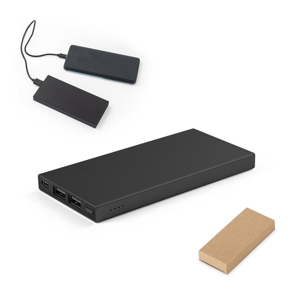 DOROTHY 5. Power bank de 5.000 mAh fabricat din aluminiu reciclat (100% rAL) Negru