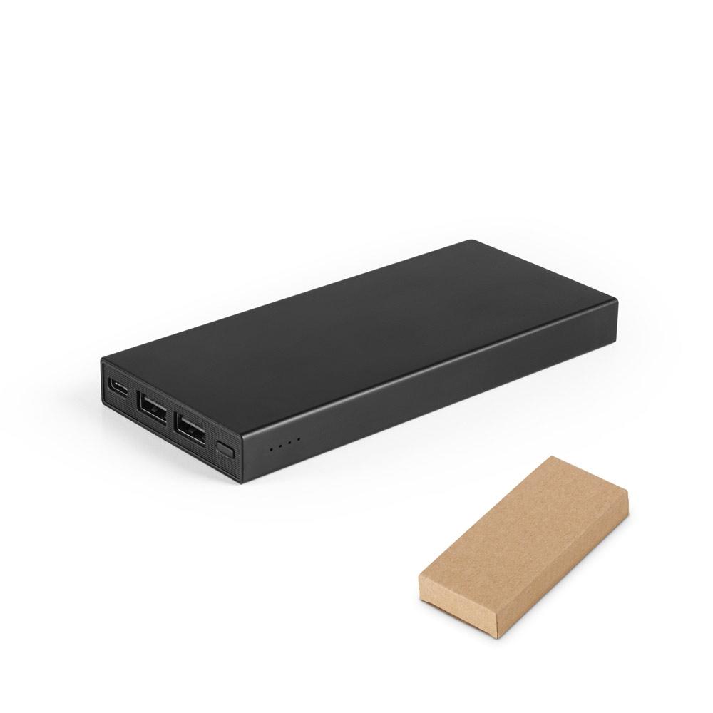 DOROTHY 10. Power bank 10.000 mAh din aluminiu reciclat (100% rAL) Negru