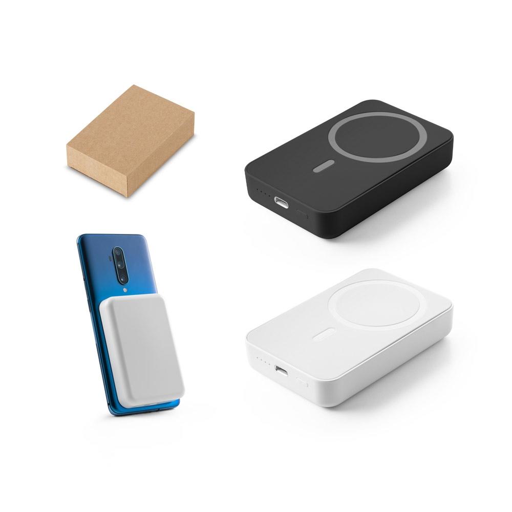 AMPERE 10. Power bank magnetic de 10.000 mAh cu încărcător wireless ultrarapid de 15W în ABS 100% reciclat (100% rABS) Alb