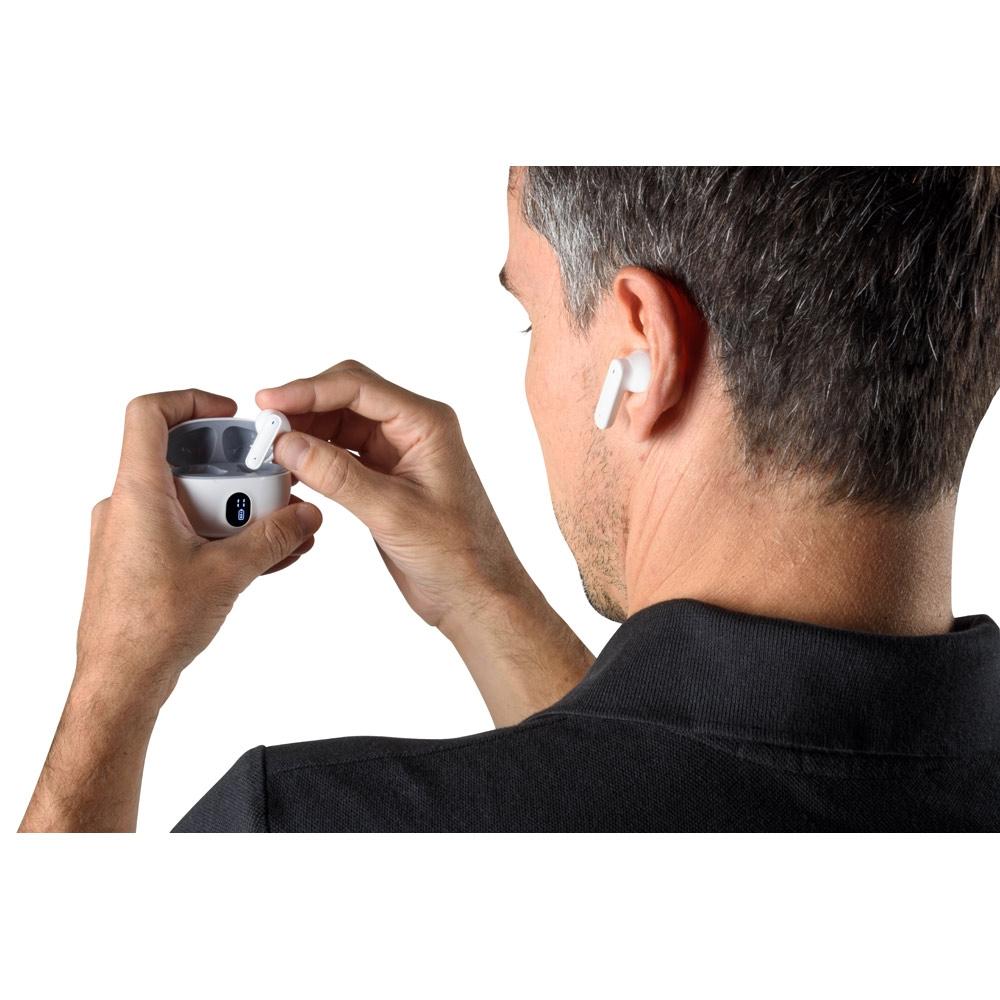 CAETANO. Căști fără fir, autonomie 4 ore, din ABS 100% reciclat (100% rABS) Alb