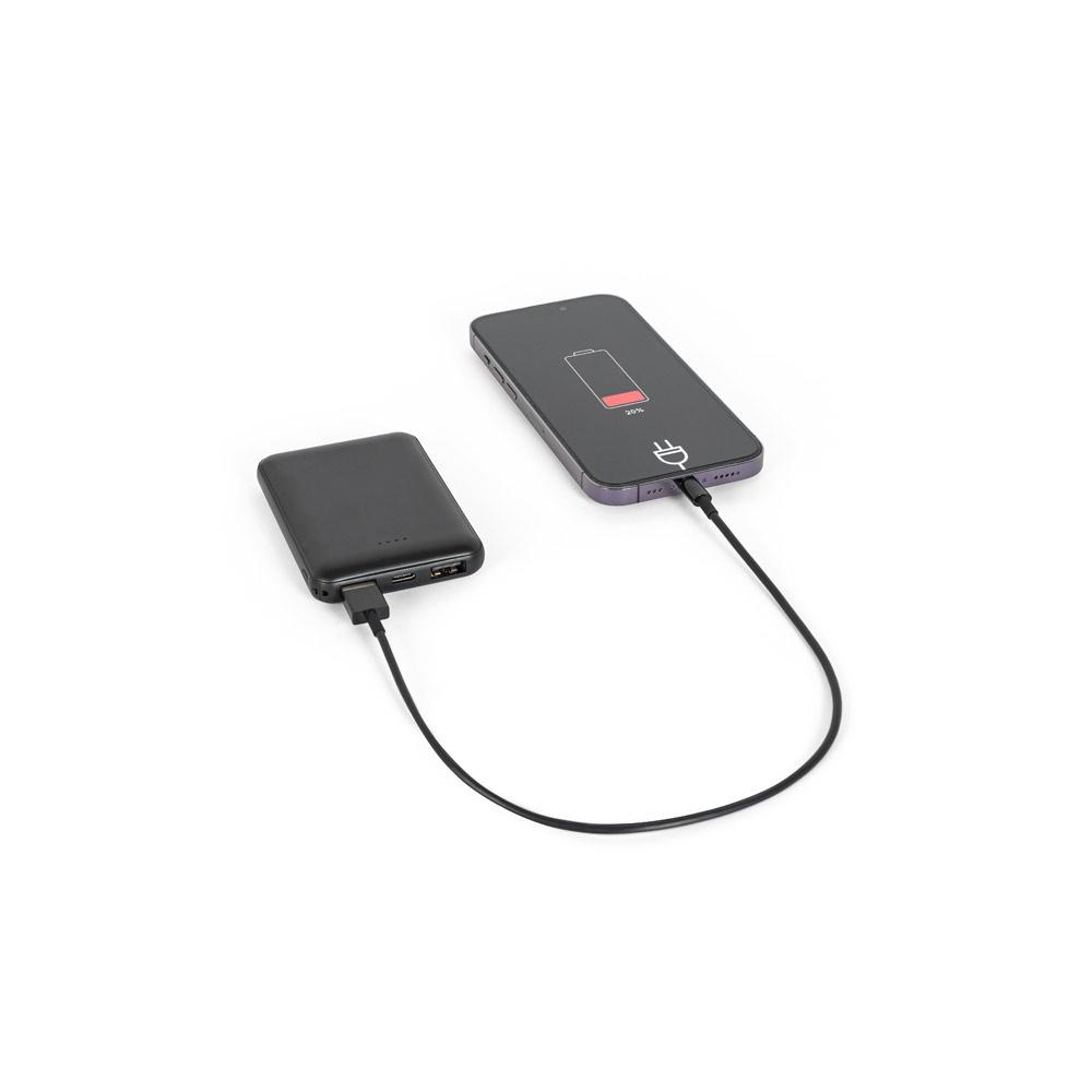LEAKEY 5. Power bank 5.000 mAh din ABS reciclat (100% rABS) Negru