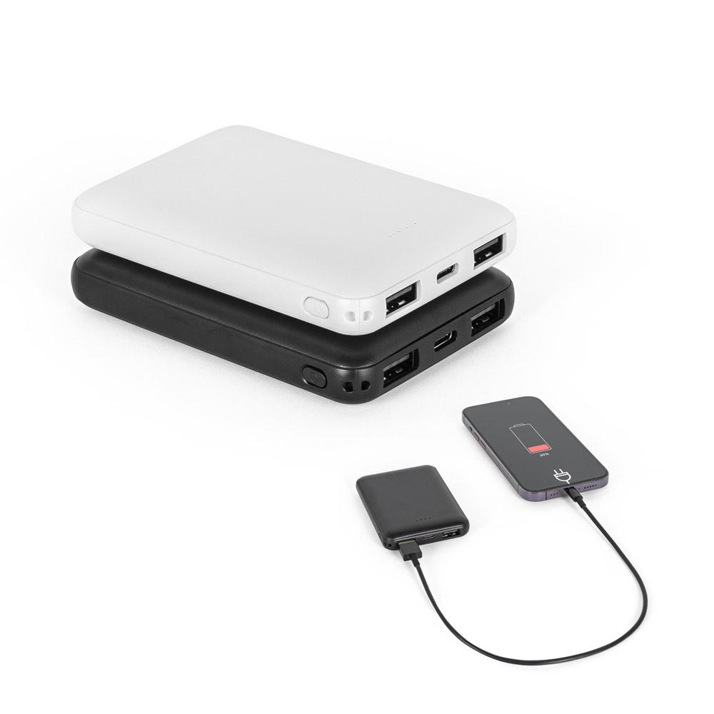 LEAKEY 5. Power bank 5.000 mAh din ABS reciclat (100% rABS) Negru