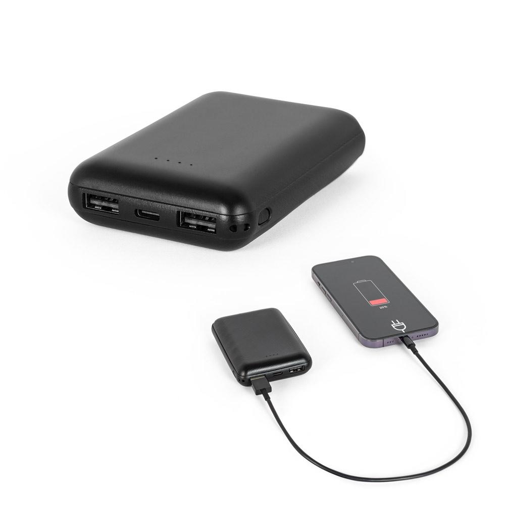 LEAKEY 8. Power bank 8.000 mAh din ABS reciclat (100% rABS) Negru
