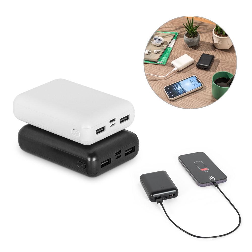 LEAKEY 10. Power bank 10.000 mAh din ABS reciclat (100% rABS) Negru