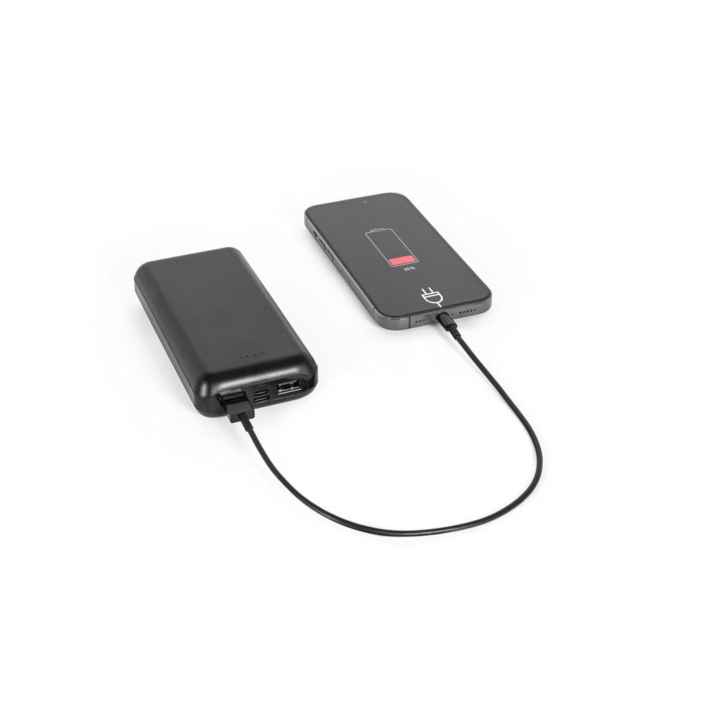 LEAKEY 20. Power bank 20.000 mAh din ABS reciclat (100% rABS) Negru