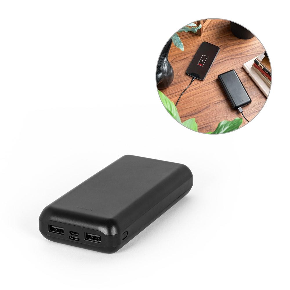 LEAKEY 20. Power bank 20.000 mAh din ABS reciclat (100% rABS) Negru