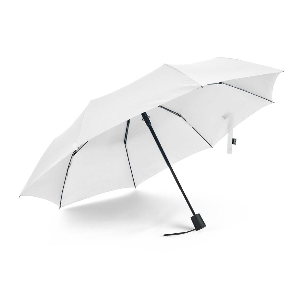 SKYLAR. Umbrelă 2 în 1 cu sacoșă de cumpărături din poliester reciclat inclusă Alb