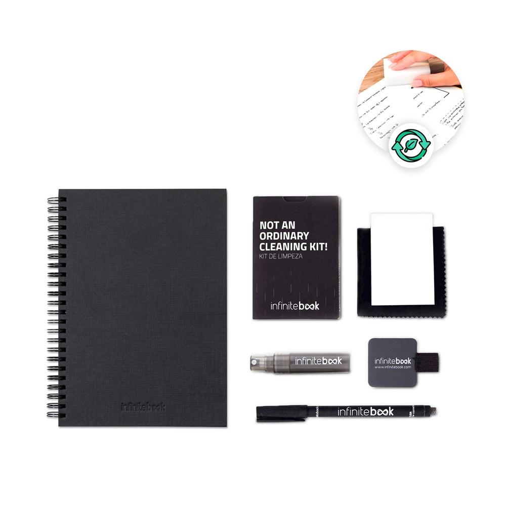 Kit Infinitebook A5 Planner Texture, copertă tare și accesorii curățare Negru