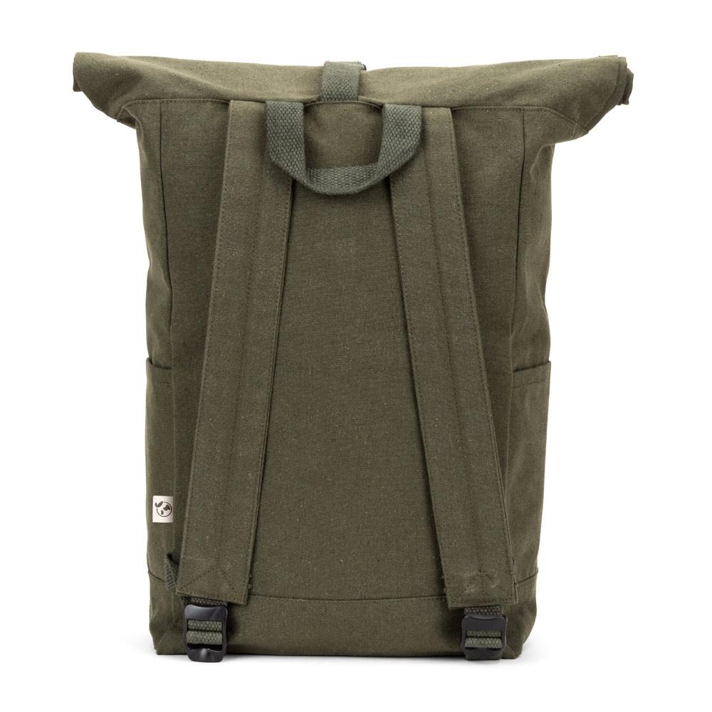 Rucsac bumbac și poliester reciclat Saint, închidere rulată, 380 g/m² Verde închis