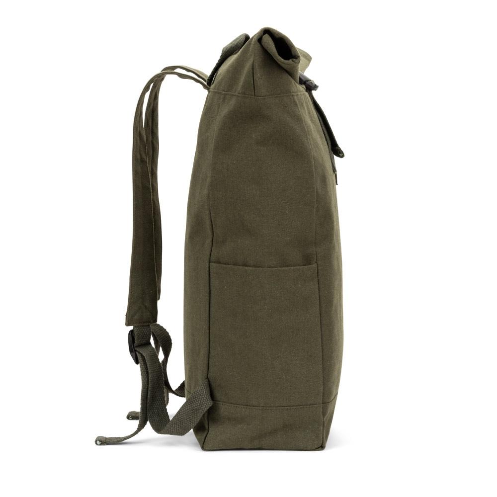Rucsac bumbac și poliester reciclat Saint, închidere rulată, 380 g/m² Verde închis
