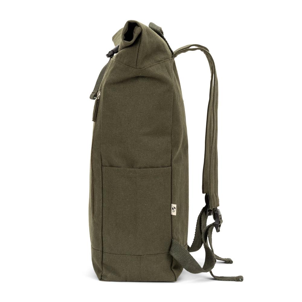 Rucsac bumbac și poliester reciclat Saint, închidere rulată, 380 g/m² Verde închis