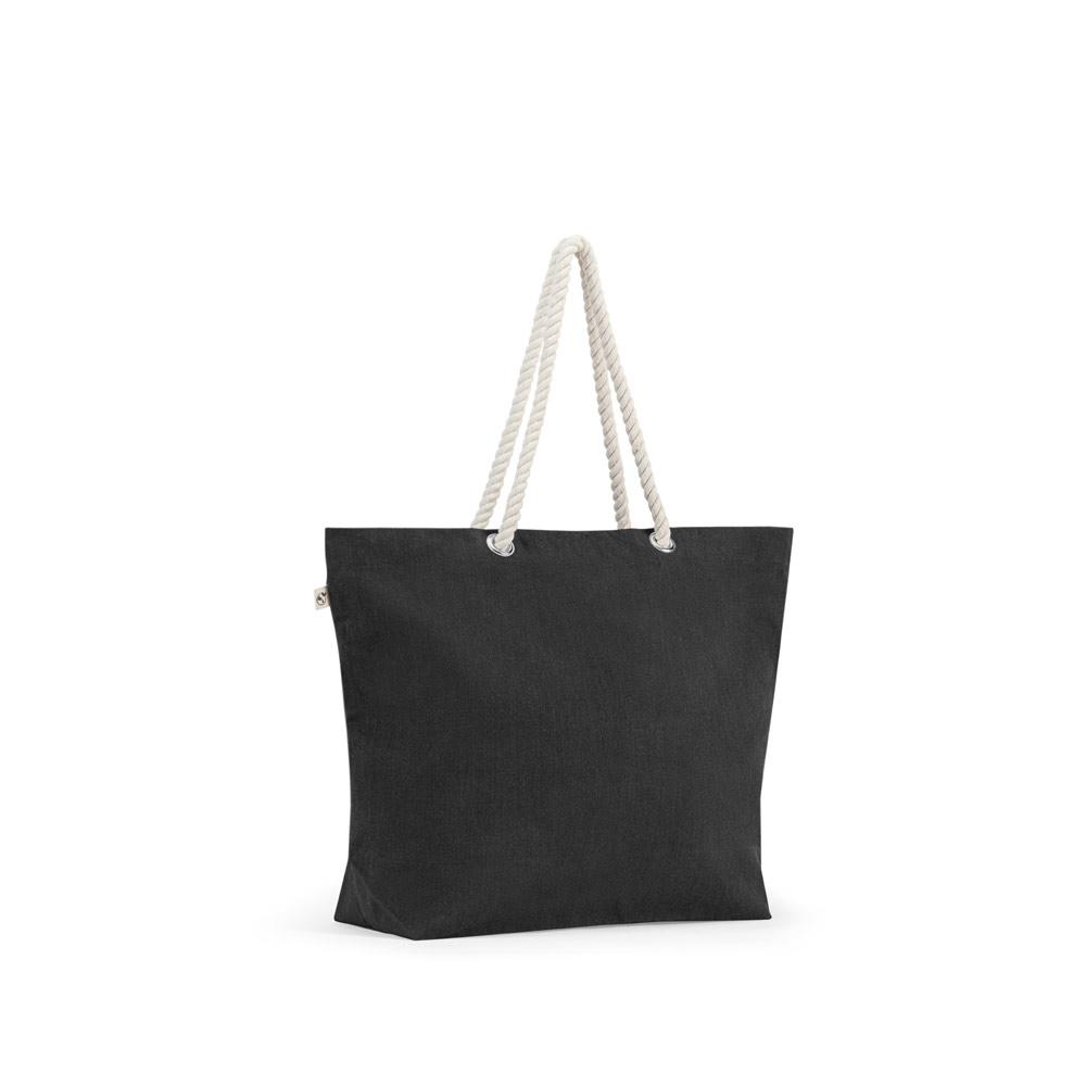 Sacoșă plajă Athens din bumbac și poliester reciclat, 220 g/m² Negru