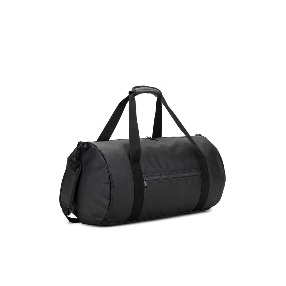 Geantă sport cilindrică Osasco Sport din poliester reciclat 600D, compartiment pantofi Negru