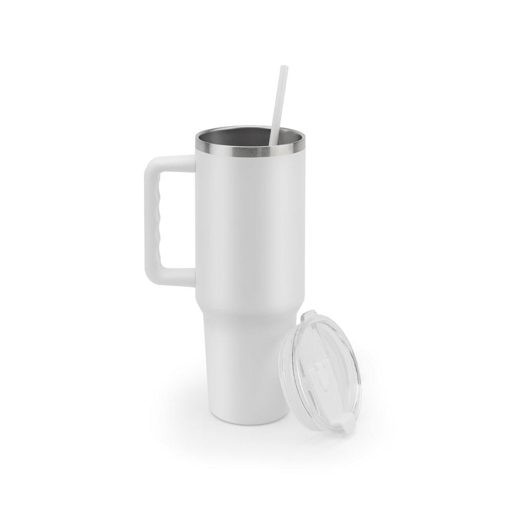 Pahar călătorie Joyner Xl din oțel inoxidabil reciclat, perete dublu vidat, 1300 ml Alb