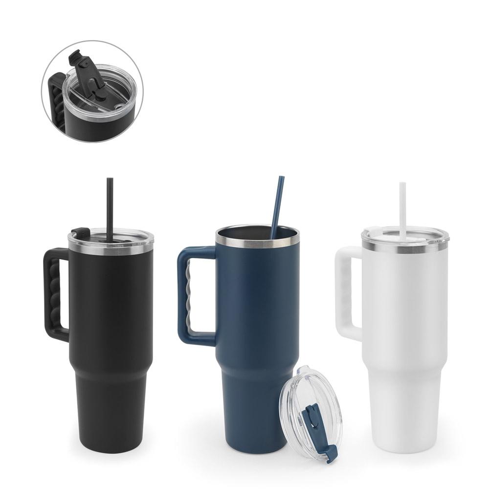 Pahar călătorie Joyner Xl din oțel inoxidabil reciclat, perete dublu vidat, 1300 ml Alb