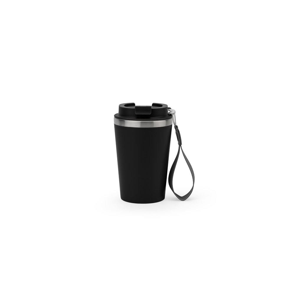 Cană călătorie Spitz din oțel inoxidabil reciclat și PP, finisaj mat, 440 ml Negru