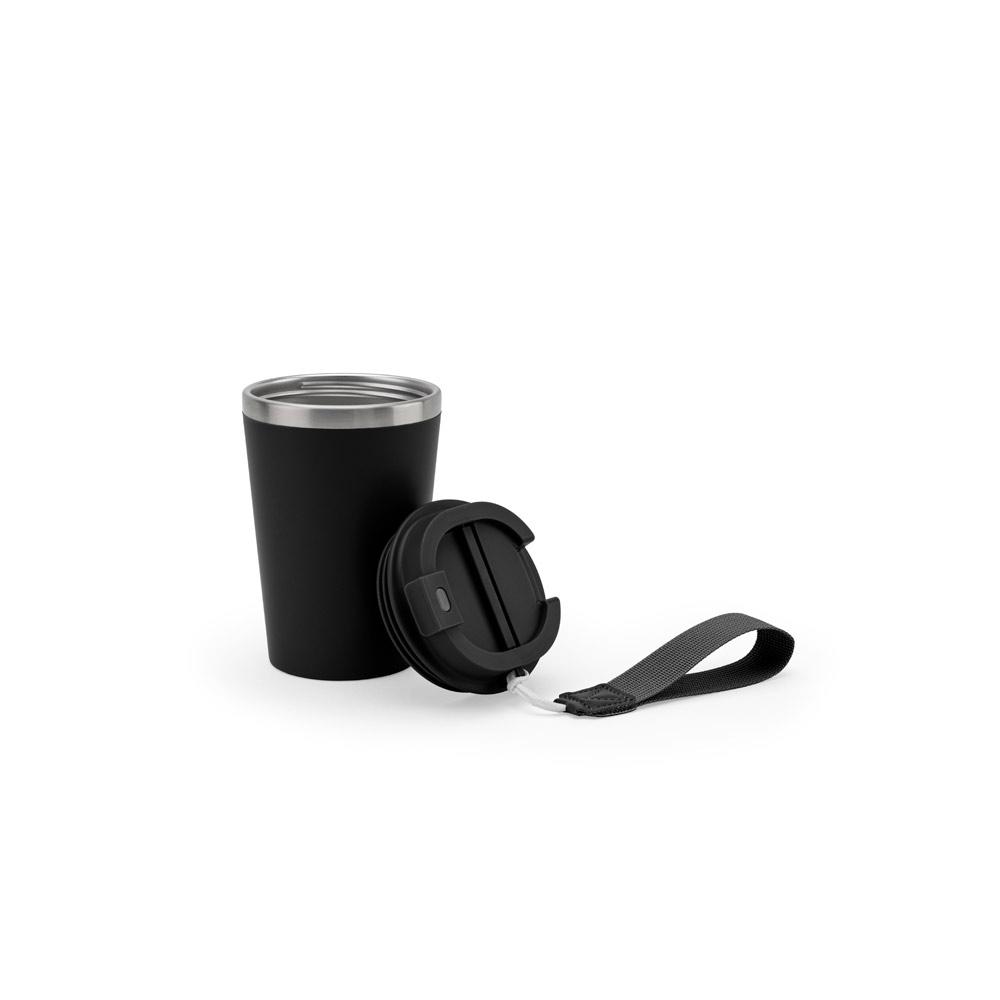 Cană călătorie Spitz din oțel inoxidabil reciclat și PP, finisaj mat, 440 ml Negru