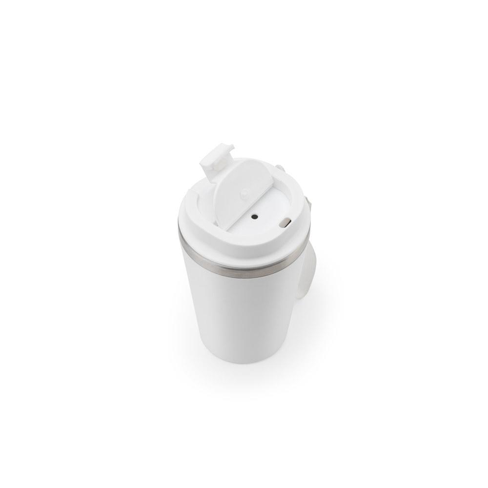 Cană călătorie Spitz din oțel inoxidabil reciclat și PP, finisaj mat, 440 ml Alb