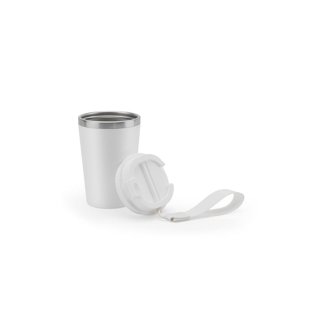 Cană călătorie Spitz din oțel inoxidabil reciclat și PP, finisaj mat, 440 ml Alb