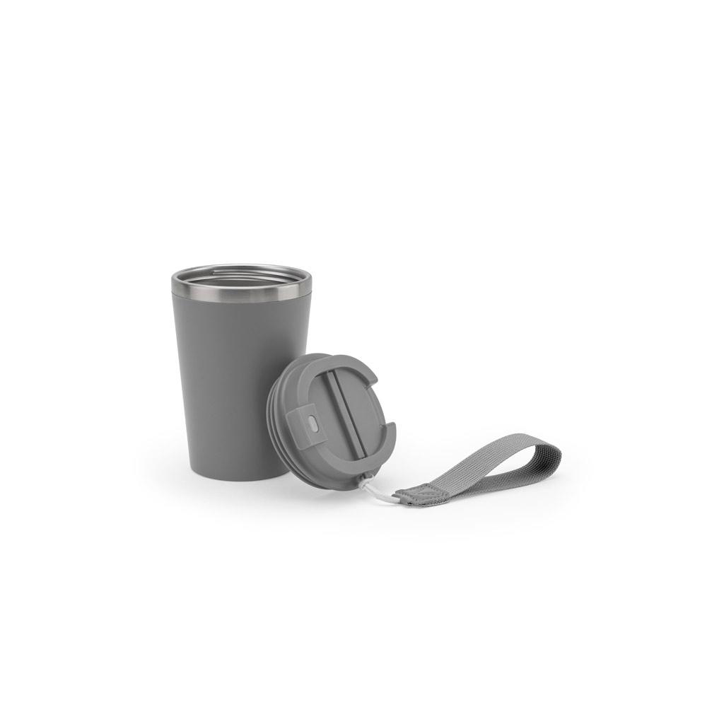 Cană călătorie Spitz din oțel inoxidabil reciclat și PP, finisaj mat, 440 ml Gri
