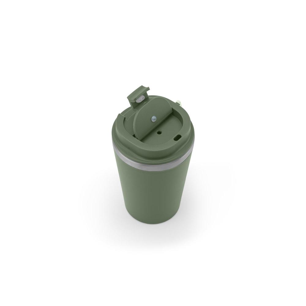 Cană călătorie Spitz din oțel inoxidabil reciclat și PP, finisaj mat, 440 ml Verde armată