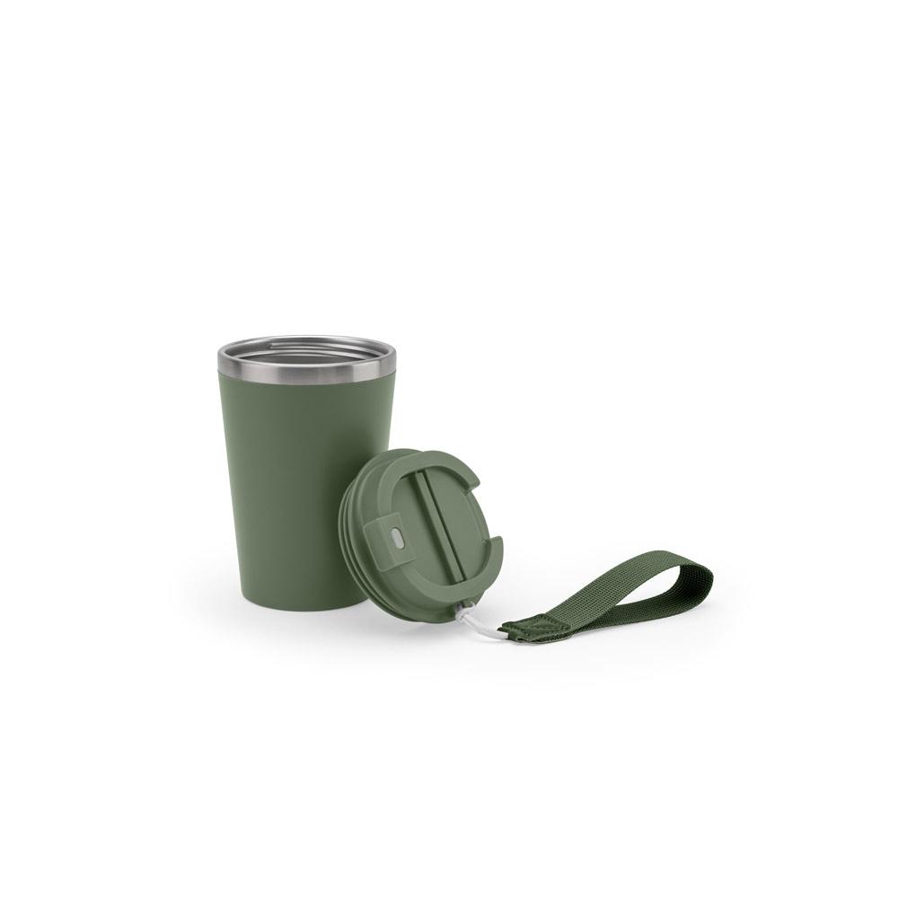 Cană călătorie Spitz din oțel inoxidabil reciclat și PP, finisaj mat, 440 ml Verde armată
