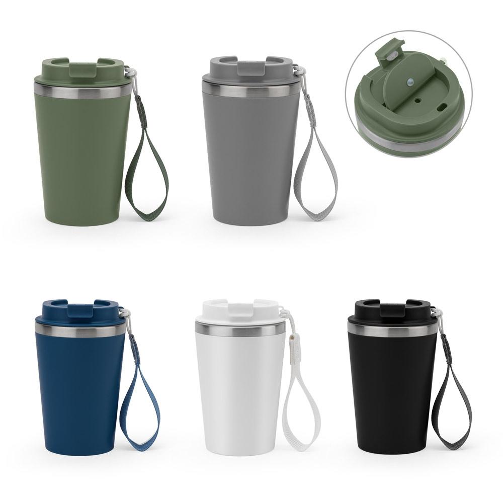Cană călătorie Spitz din oțel inoxidabil reciclat și PP, finisaj mat, 440 ml Albastru marin