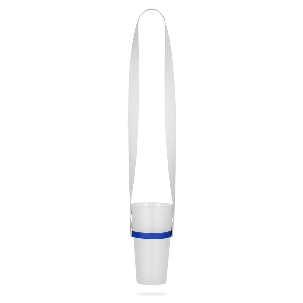 Lanyard Rotherham din poliester reciclat rPET, suport silicon pentru pahare 303 - Albastru