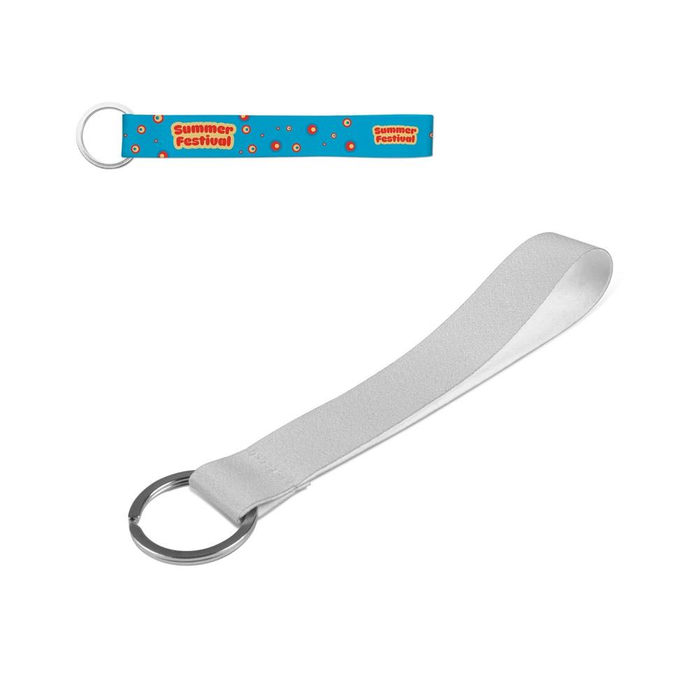 Lanyard scurt Telford din poliester, inel Alb