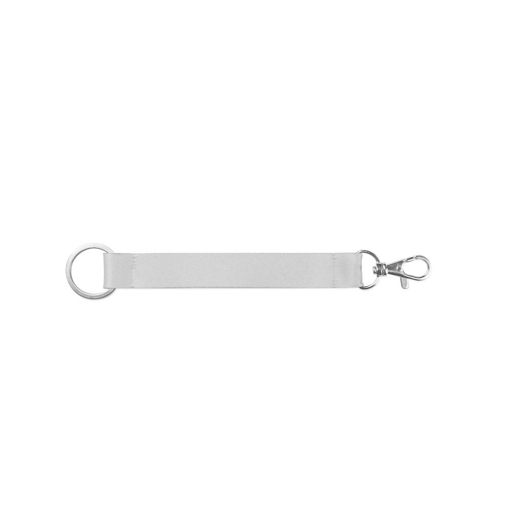 Lanyard scurt Walsall din poliester reciclat rPET, inel și carabină Alb