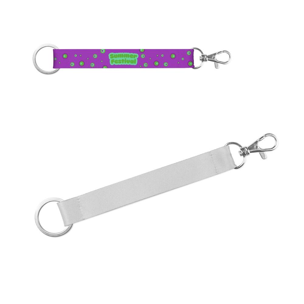 Lanyard scurt Walsall din poliester reciclat rPET, inel și carabină Alb