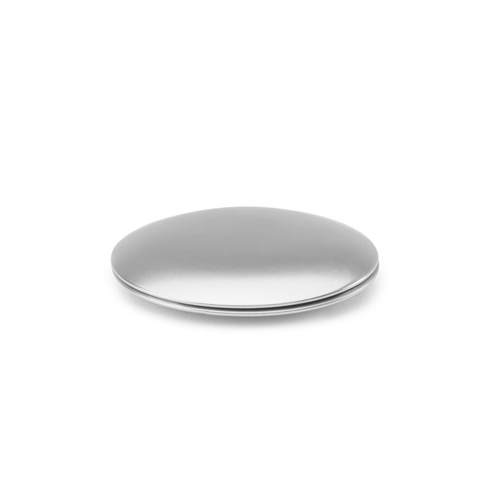 Oglindă rotundă Kayla din aluminiu, două fețe și închidere magnetică Argintiu