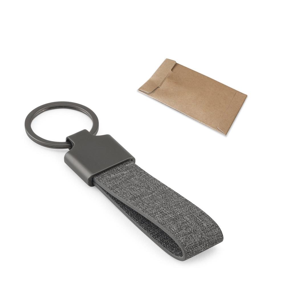 Breloc dreptunghiular Raven din metal și PET reciclat Gri închis