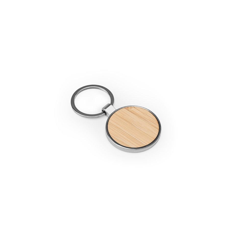 Breloc rotund Gaston Round din fier, zinc și bambus Natural