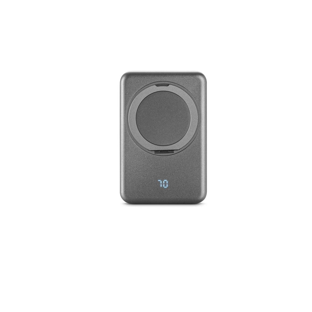 Power bank magnetic Warshel 5 din rABS, 5.000 mAh, wireless 15W Gri închis
