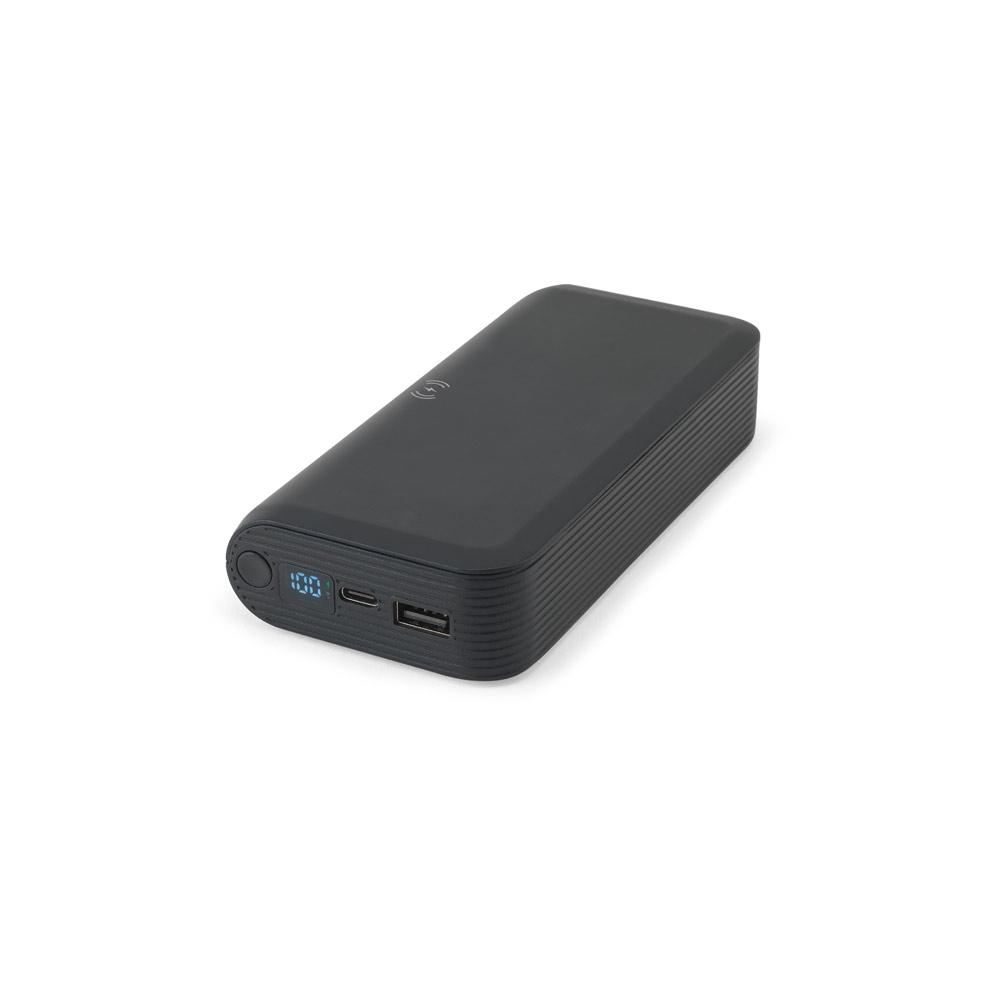 Power bank Becker 20 din ABS reciclat rABS, 20.000 mAh, wireless 15W Negru
