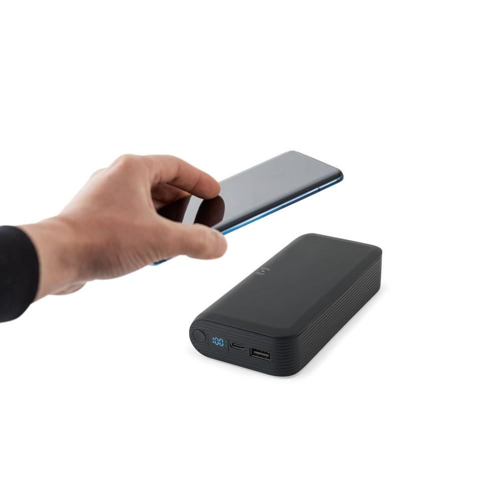 Power bank Becker 20 din ABS reciclat rABS, 20.000 mAh, wireless 15W Negru