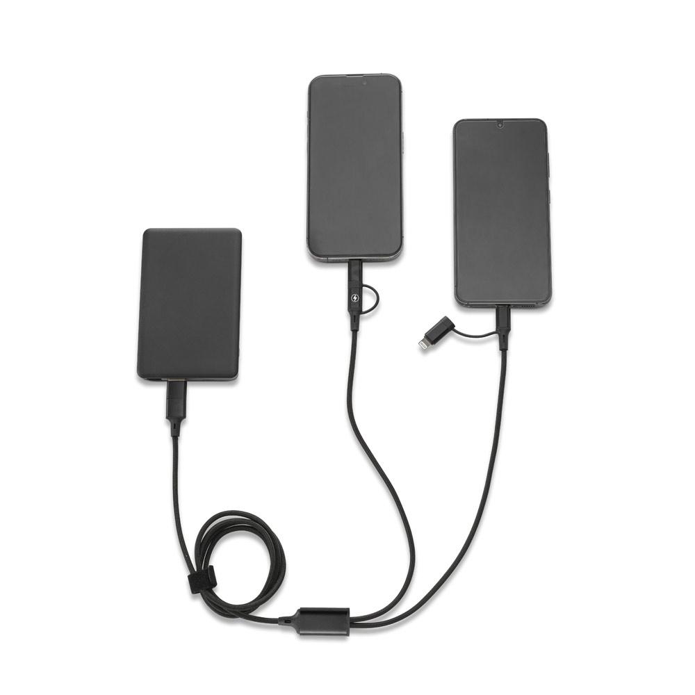 Cablu USB 6-în-1 Bertozzi din aluminiu și PET reciclat Negru